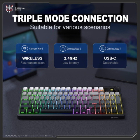 Onikuma MT902 Tri-Mode Vezeték Nélküli Gamer Billentyűzet