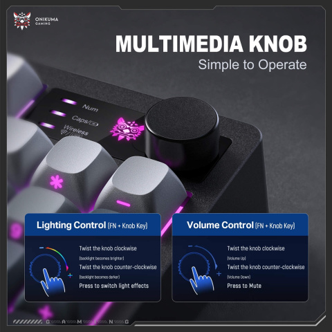 Onikuma MT902 Tri-Mode Vezeték Nélküli Gamer Billentyűzet