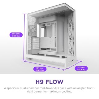 NZXT H9 Flow (2025) Számítógépház - Matt fehér