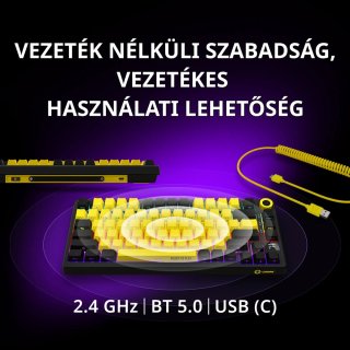 LORGAR KBP7075W Vezeték Nélküli Gamer Billetnyűzet -Fehér
