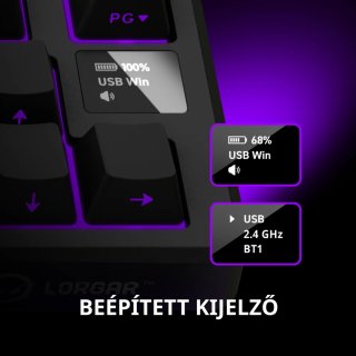 LORGAR KBP7075W Vezeték Nélküli Gamer Billetnyűzet -Fehér
