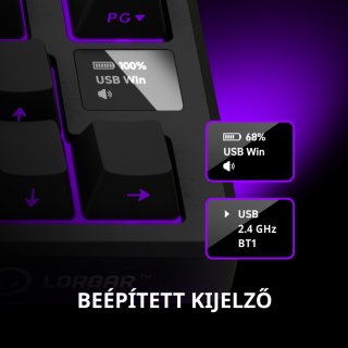 LORGAR KBP7075W vezeték nélküli gamer billentyűzet -Fehér