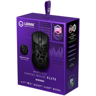 LORGAR MSE90W Tri-Mode Gamer Egér - Fekete