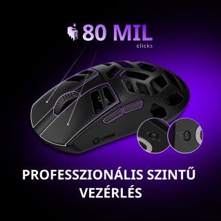 LORGAR MSE90W Tri-Mode Gamer Egér - Fekete