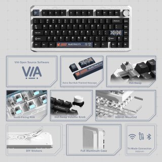 WOMIER ERA75 Tri-Mode Vezeték Nélküli Mechanikus Gamer Billentyűzet - Doomsday