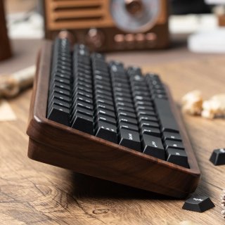 WOMIER WD75 Tri-Mode Vezeték Nélküli Mechanikus Gamer Billentyűzet - Fekete-Valódi Diófa