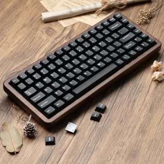 WOMIER WD75 Tri-Mode Vezeték Nélküli Mechanikus Gamer Billentyűzet - Fekete-Valódi Diófa