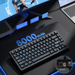 WOMIER SK75 TMR Tri-Mode Vezeték Nélküli Magnetic Switch Gamer Billentyűzet - Fekete