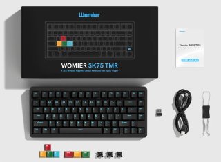 WOMIER SK75 TMR Tri-Mode Vezeték Nélküli Magnetic Switch Gamer Billentyűzet - Fekete