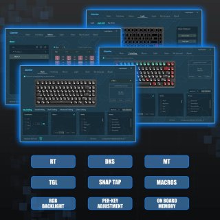 WOMIER SK75 TMR Tri-Mode Vezeték Nélküli Magnetic Switch Gamer Billentyűzet - Fekete