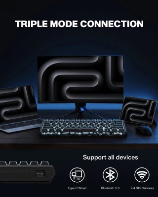 WOMIER SK61 HE Tri-Mode Vezeték Nélküli Magnetic Switch Gamer Billentyűzet