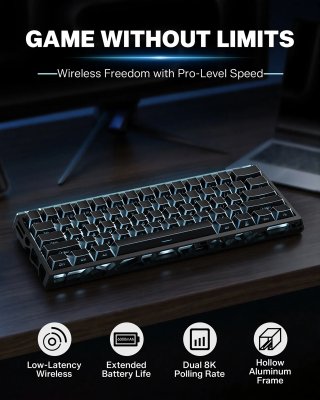 WOMIER SK61 HE Tri-Mode Vezeték Nélküli Magnetic Switch Gamer Billentyűzet