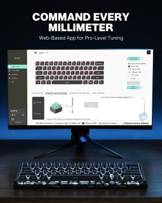 WOMIER SK61 HE Tri-Mode Vezeték Nélküli Magnetic Switch Gamer Billentyűzet