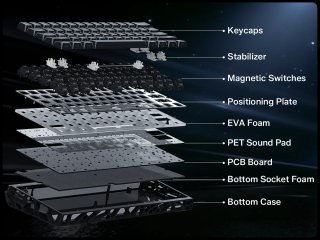 WOMIER SK61 HE Tri-Mode Vezeték Nélküli Magnetic Switch Gamer Billentyűzet