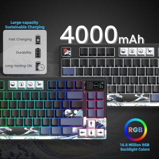 WOMIER SK80 PRO Tri-Mode Vezeték Nélküli Mechanikus Gamer Billentyűzet - Kanagawa