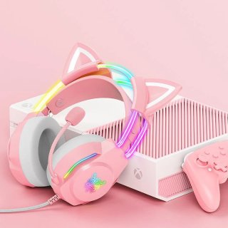 Onikuma X26 RGB Gamer Fejhallgató Cicafüles