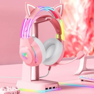 Onikuma X26 RGB Gamer Fejhallgató Cicafüles