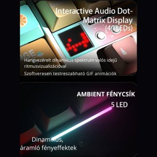 AULA F87 PRO V2 Vezeték Nélküli Mechanikus Gamer Billentyűzet - Fekete-Pink