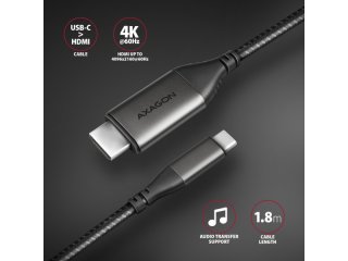 Axagon RVC-HI2MC USB-C - HDMI Adapterkábel 1.8m