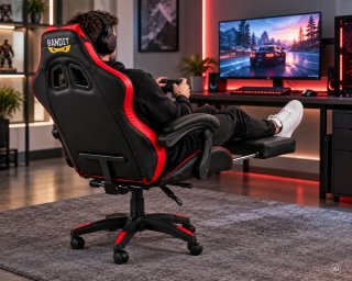BANDIT Inferno V2 Lábtartós Gamer szék Fekete/Piros