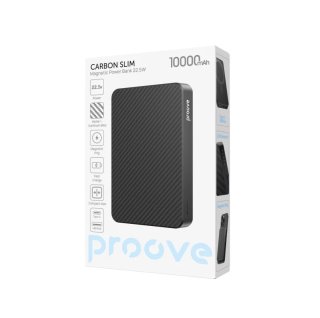 Proove Carbon Slim Magsafe Vezeték Nélküli Gyorstöltő Powerbank 22.5W - 10000mAh - Black