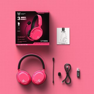 Onikuma GT886 Tri-Mode Vezeték Nélküli Gamer Headset - Pink