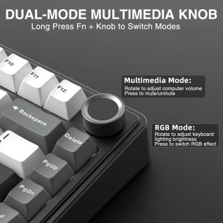 AULA F75 HE MAGYAR Tri-Mode Magnetic Switch Mechanikus Gamer Billentyűzet - Fekete-Szürke-Fehér