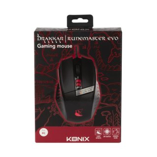 Konix Drakkar Runemaster Evo Vezetékes Gamer Egér - Fekete-Piros