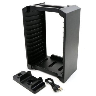 FroggieX Charge & Disc Tower PS4 dual töltőállomás + lemez tartó állvány