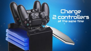FroggieX Charge & Disc Tower PS4 dual töltőállomás + lemez tartó állvány