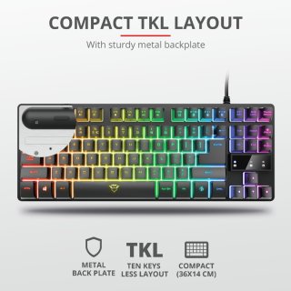 Trust GXT 833 Thado TKL RGB gamer Billentyűzet - Magyar kiosztás