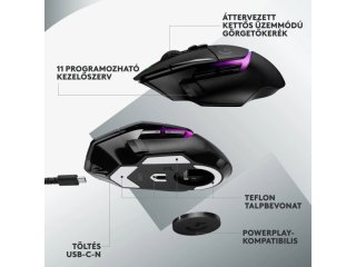 LOGITECH G502 X Plus Lightsync RGB Vezeték Néküli Gamer, Fekete egér