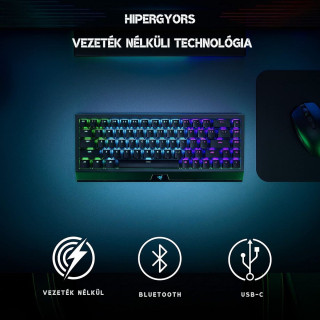 Razer BlackWidow V3 Mini Phantom Edition HyperSpeed Vezeték Nélküli Mechanikus Gamer Billentyűzet -