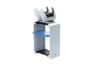 Froggiex Docking charge and storage for PS5 - Töltőállomás +Játéklemez tartó - Fehér