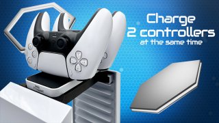 Froggiex Docking charge and storage for PS5 - Töltőállomás +Játéklemez tartó - Fehér