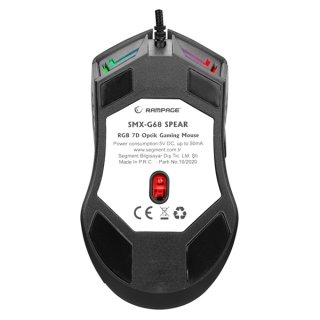 Rampage SMX-G68 SPEAR RGB Vezetékes Gaming Egér - Fekete