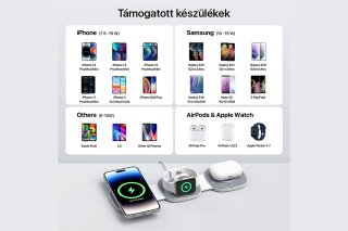 Boost Összehajtható 3 az 1-ben Vezeték nélküli töltőállomás - pink