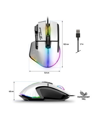 Spirit of Gamer PRO-M5 RGB Vezetékes gamer egér - fehér