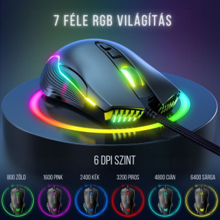 Onikuma CW905 Gamer Egér - Fekete