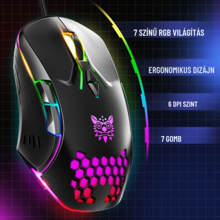 Onikuma CW902 Gamer Egér - Fekete