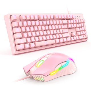 Onikuma G25+CW905 Gamer billentyűzet + egér csomag - Pink