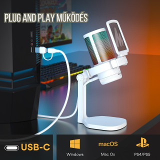 MAONO DGM20 USB Streamer/Gamer Mikrofon RGB - Fehér