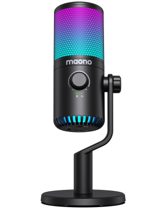 MAONO DM30 RGB USB Streamer/Gamer Mikrofon - Fekete+Lila