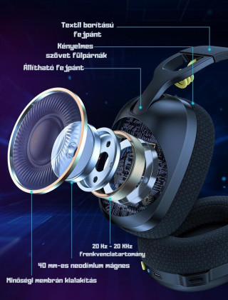 Onikuma B2 Vezeték Nélküli Bluetooth Gamer Fejhallgató