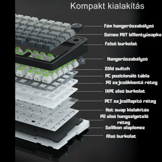 AULA F75 Vezeték Nélküli Mechanikus Gamer Billentyűzet