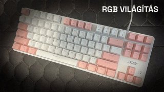 Acer OKW132 Mechanikus Gamer Billentyűzet - Fehér-Pink - Angol kiosztás!