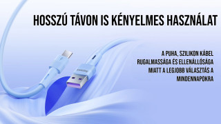 Leya Series Liquid Silicone Hajlékony USB-A-Type-C gyorstöltő kábel 66W 1m - Fekete