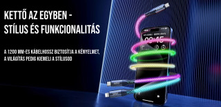 Remax Fantasy Series 2 az 1-ben Type-C-Type-C-Lightning világító gyorstöltő kábel 65W - 1,2m