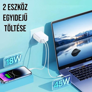 Remax Kiddy Series USB-A+USB-C Gyorstöltő GaN Adapter 65W