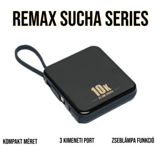 Remax Sucha Series gyorstöltő Powerbank 10000mAh - Fekete